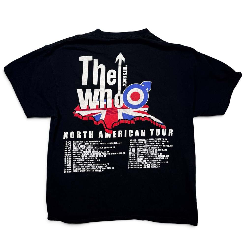 The Who Hits Back Sz. Large 2022 North American Tour T-Shirt Black Double Sided